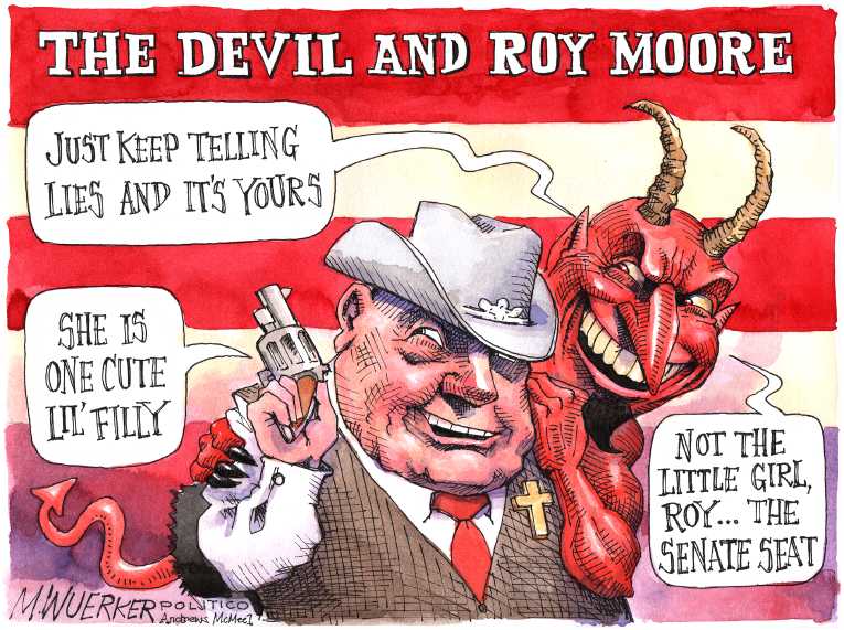 Political/Editorial Cartoon by Matt Wuerker, Politico on Moore Defeats Moore!