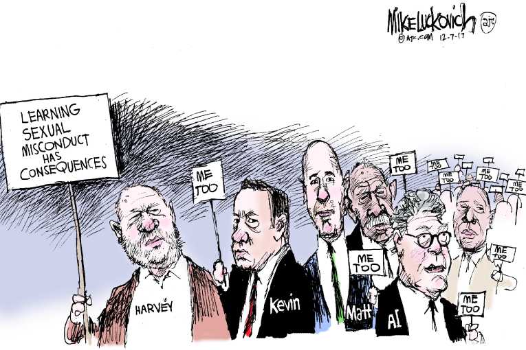 Political/Editorial Cartoon by Mike Luckovich, Atlanta Journal-Constitution on Big Names Go Down
