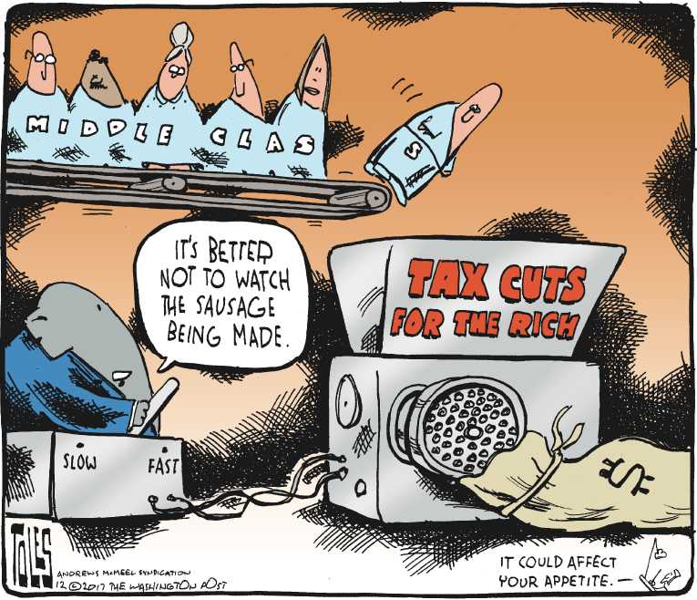 Political/Editorial Cartoon by Tom Toles, Washington Post on Americans Oppose Tax Plan