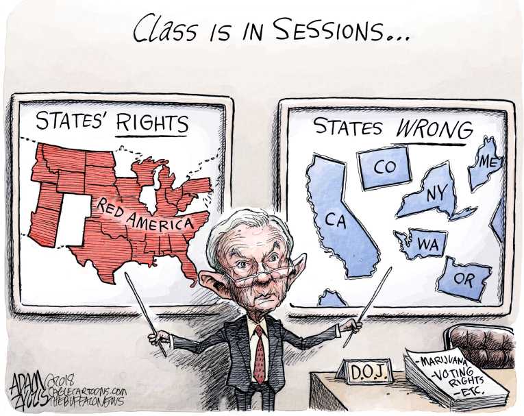 Political/Editorial Cartoon by Adam Zyglis, The Buffalo News on Sessions Rescinds Pot Order