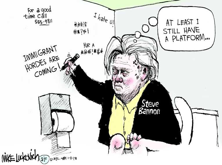 Political/Editorial Cartoon by Mike Luckovich, Atlanta Journal-Constitution on Bannon Unemployed
