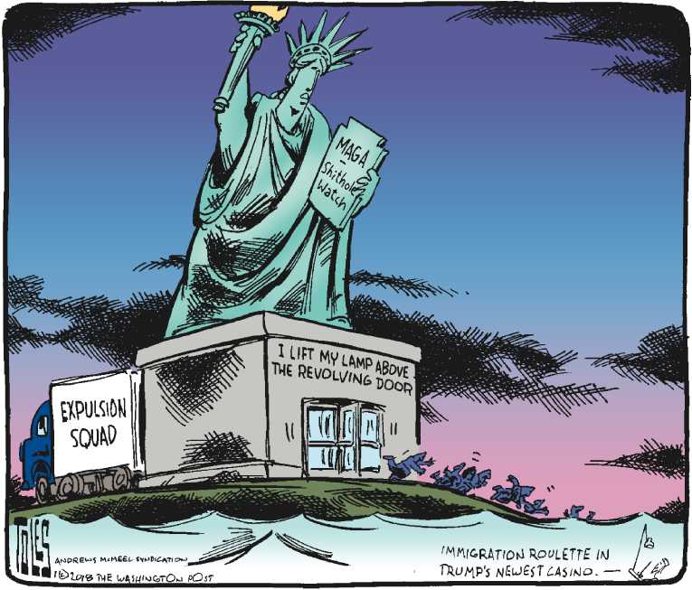 Political/Editorial Cartoon by Tom Toles, Washington Post on Deportations Increasing
