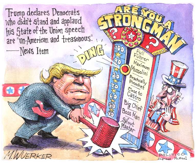 Political/Editorial Cartoon by Matt Wuerker, Politico on President Inspiring Almost Everyone