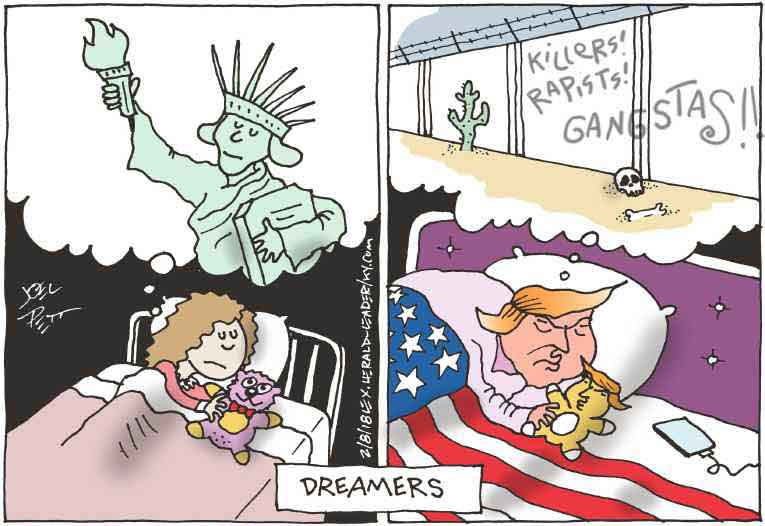 Political/Editorial Cartoon by Joel Pett, Lexington Herald-Leader, CWS/CartoonArts Intl. on Trump Presidency a Dream