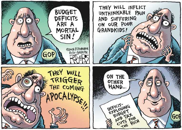 Political/Editorial Cartoon by Rob Rogers, The Pittsburgh Post-Gazette on Military Budget Booms
