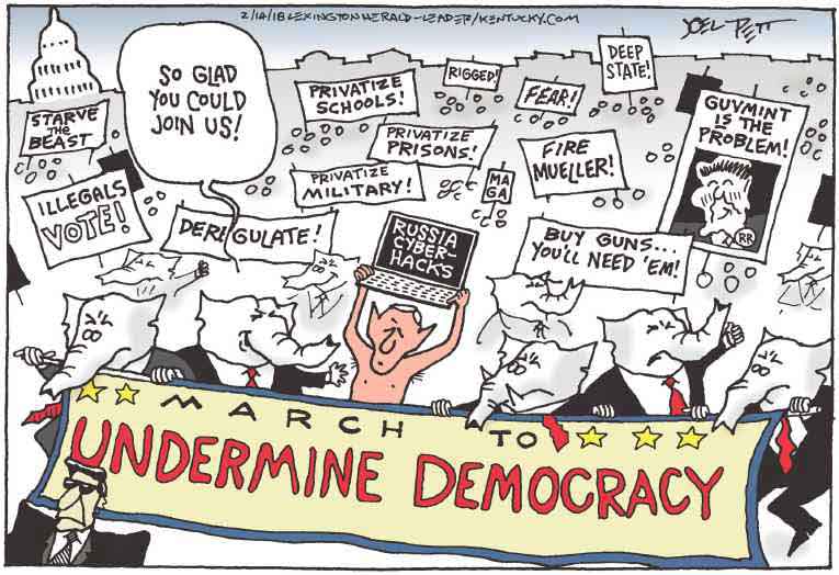 Political/Editorial Cartoon by Joel Pett, Lexington Herald-Leader, CWS/CartoonArts Intl. on Republican Party Unifying