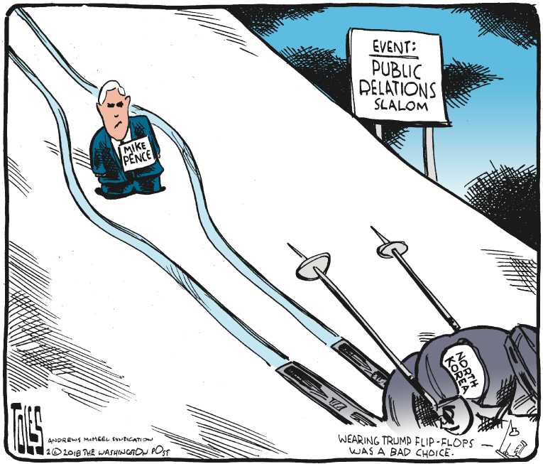 Political/Editorial Cartoon by Tom Toles, Washington Post on Politics on Display at Olympics