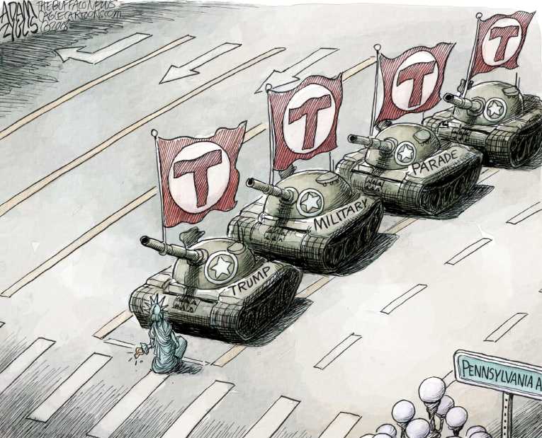Political/Editorial Cartoon by Adam Zyglis, The Buffalo News on Parade Plans Proceed