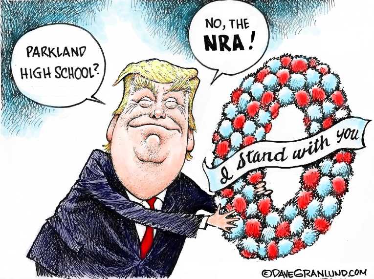 Political/Editorial Cartoon by Dave Granlund on Trump Mourns Florida Victims