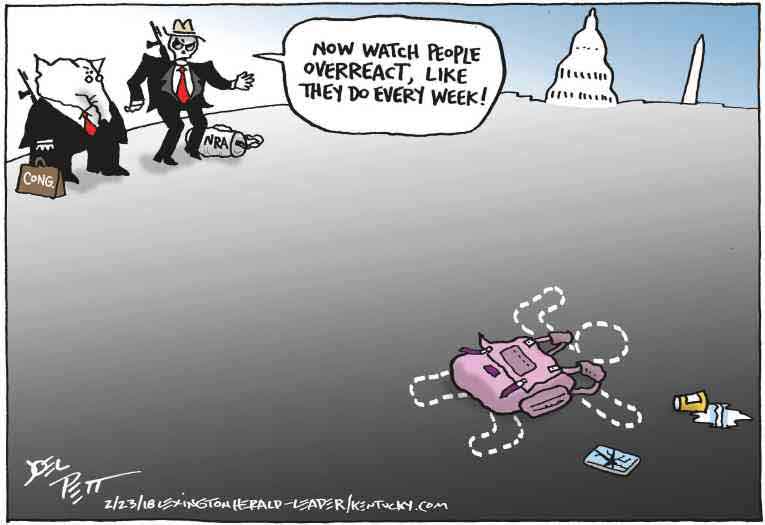 Political/Editorial Cartoon by Joel Pett, Lexington Herald-Leader, CWS/CartoonArts Intl. on Mad Man Seeks More Guns