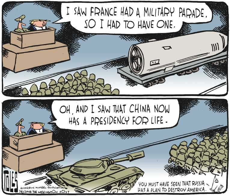 Political/Editorial Cartoon by Tom Toles, Washington Post on President Eyes China