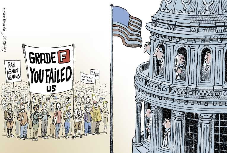 Political/Editorial Cartoon by Patrick Chappatte, International Herald Tribune on Students March On