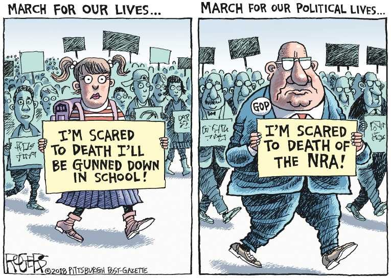 Political/Editorial Cartoon by Rob Rogers, The Pittsburgh Post-Gazette on Students March On