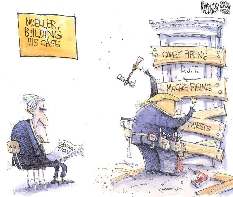 Political/Editorial Cartoon by Matt Davies, Journal News on Mueller Investigation Growing