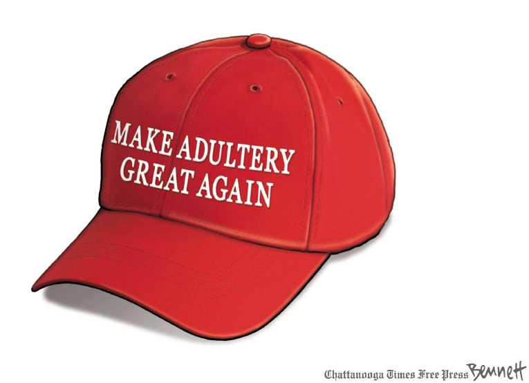Political/Editorial Cartoon by Clay Bennett, Chattanooga Times Free Press on Trump Denies Adultery Claim