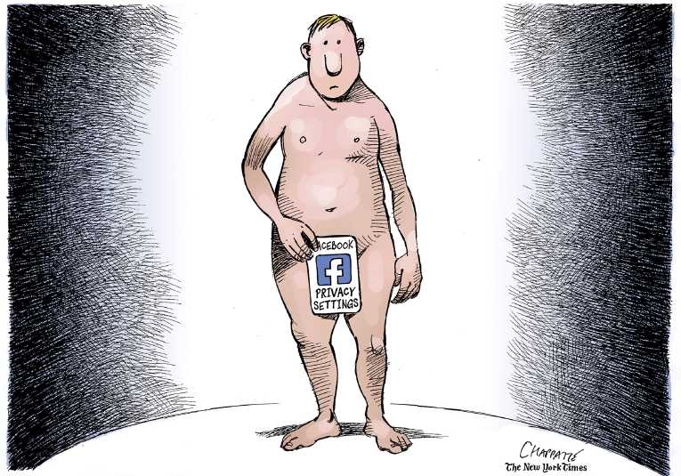 Political/Editorial Cartoon by Patrick Chappatte, International Herald Tribune on Facebook Breach Understated