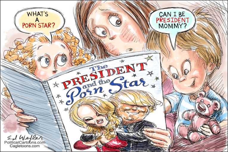 Political/Editorial Cartoon by Ed Wexler, PoliticalCartoons.com on Stormy Past for President