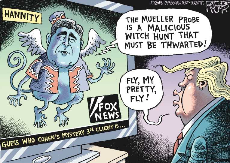 Political/Editorial Cartoon by Rob Rogers, The Pittsburgh Post-Gazette on Propaganda Minister Flying High