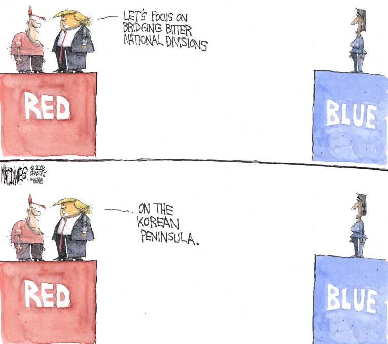 Political/Editorial Cartoon by Matt Davies, Journal News on Trump to Negotiate