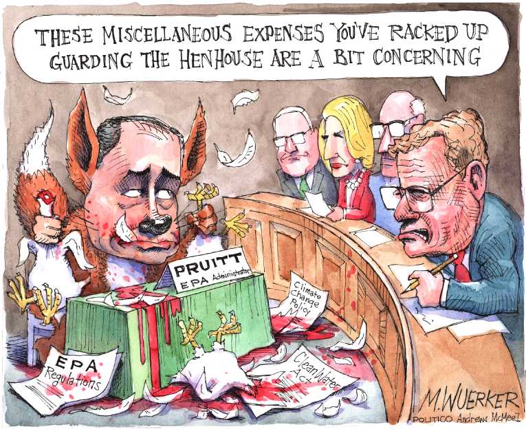 Political/Editorial Cartoon by Matt Wuerker, Politico on Pruitt Testifies