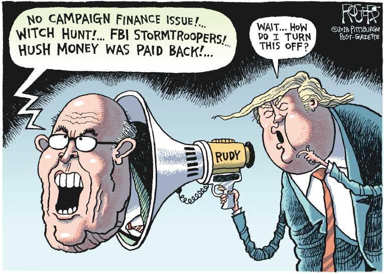 Political/Editorial Cartoon by Rob Rogers, The Pittsburgh Post-Gazette on Giuliani Comes Out Swinging