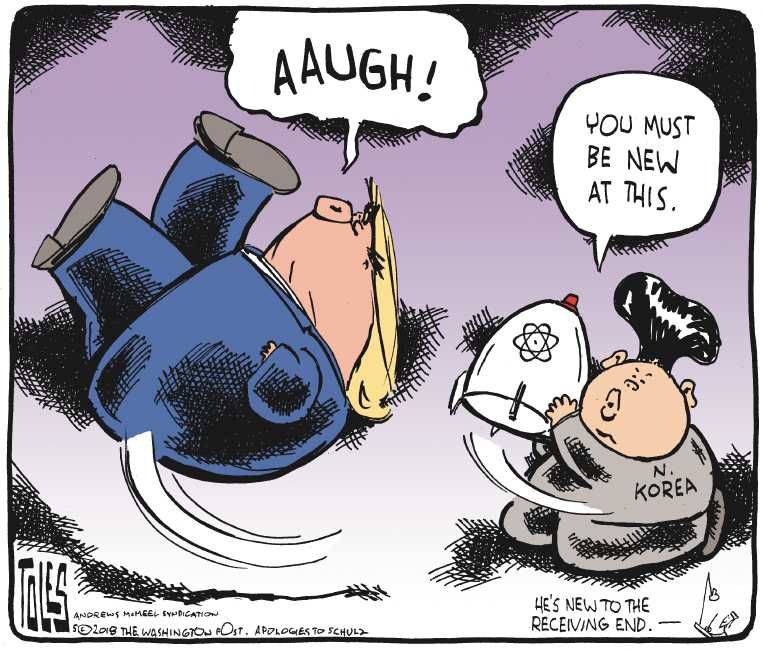 Political/Editorial Cartoon by Tom Toles, Washington Post on Summit in Doubt