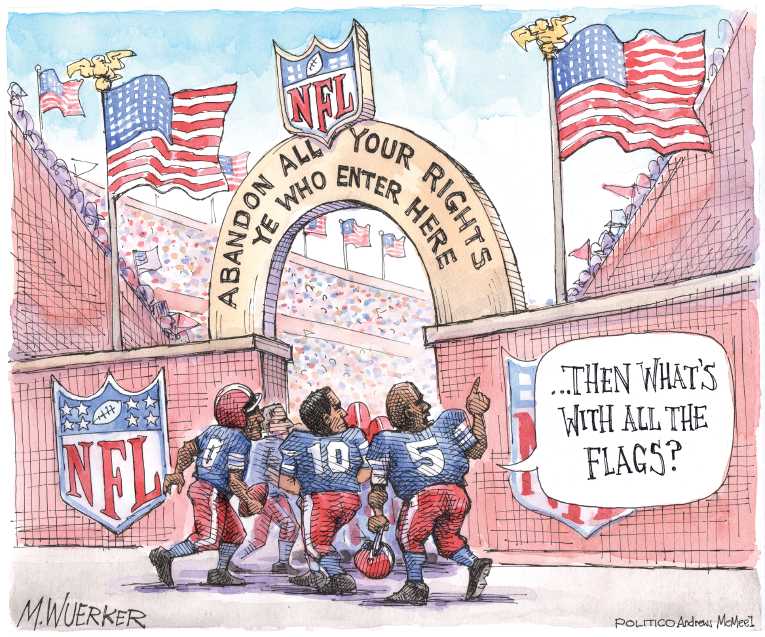 Political/Editorial Cartoon by Matt Wuerker, Politico on NFL Enacts New Policy