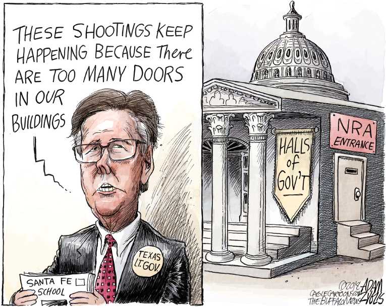 Political/Editorial Cartoon by Adam Zyglis, The Buffalo News on Shooting Prompts Talk of Change