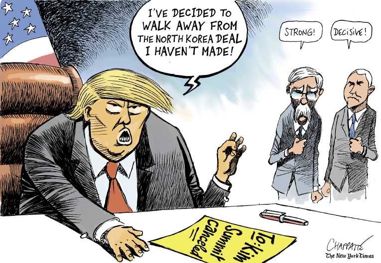 Political/Editorial Cartoon by Patrick Chappatte, International Herald Tribune on Trump Cancels Summit