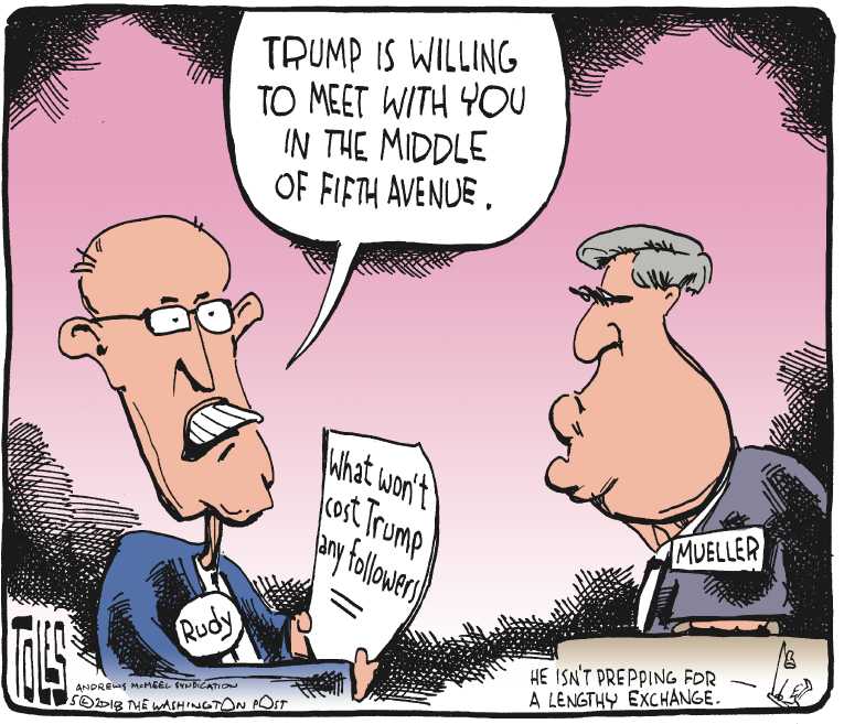 Political/Editorial Cartoon by Tom Toles, Washington Post on Giuliani Making Demands