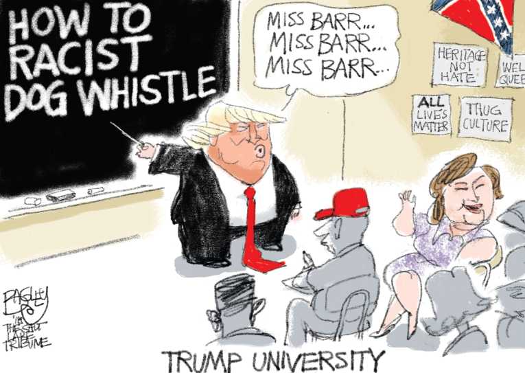 Political/Editorial Cartoon by Pat Bagley, Salt Lake Tribune on Trump Support Remains Solid
