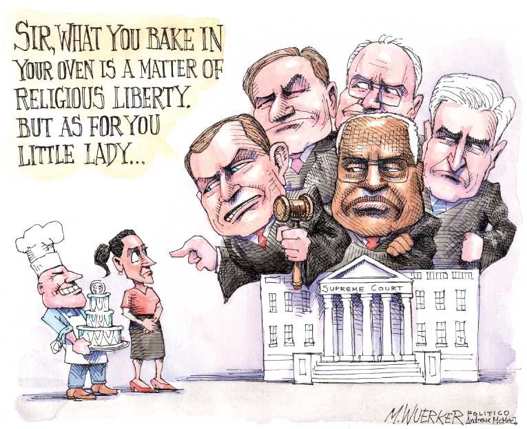 Political/Editorial Cartoon by Matt Wuerker, Politico on Christian Court Rules for Baker