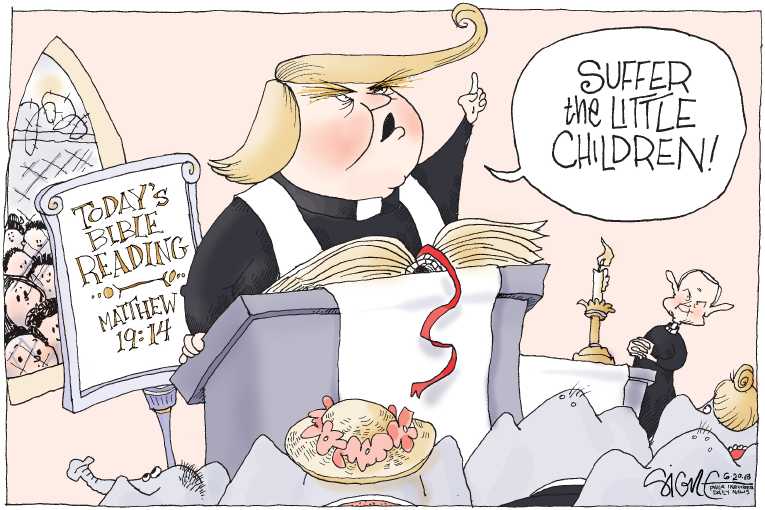 Political/Editorial Cartoon by Signe Wilkinson, Philadelphia Daily News on Administration Cites Bible