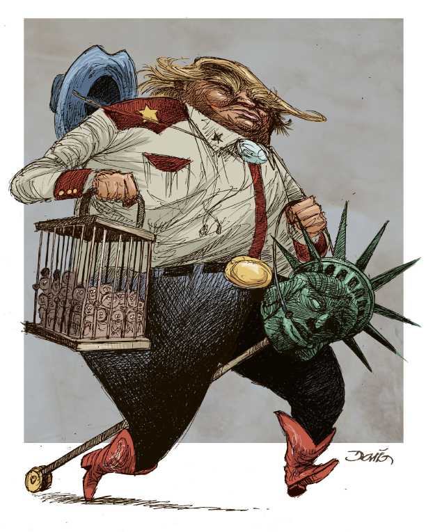 Political/Editorial Cartoon by Dario Castillejos, Imparcial de Oaxaca, Oaxaca, Mexico on Trump Cracks Down
