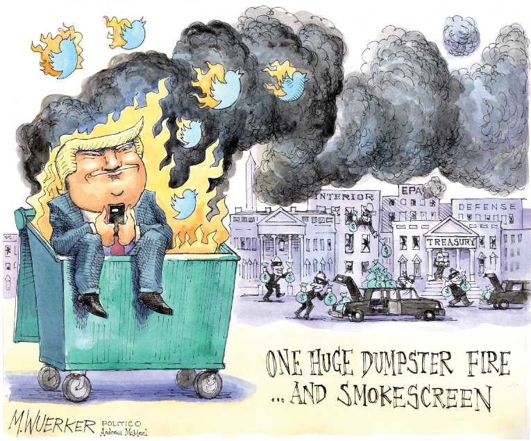 Political/Editorial Cartoon by Matt Wuerker, Politico on President Boasts of “Trump Speed”