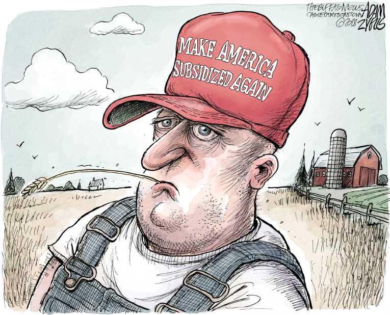 Political/Editorial Cartoon by Adam Zyglis, The Buffalo News on Tariffs Hit US Farmers Hard