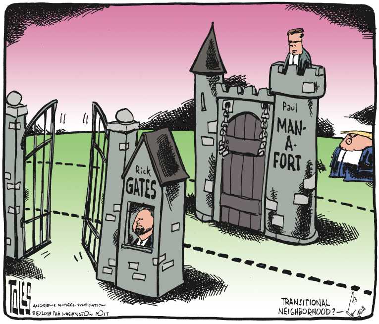 Political/Editorial Cartoon by Tom Toles, Washington Post on Gates Testifies Against Manafort