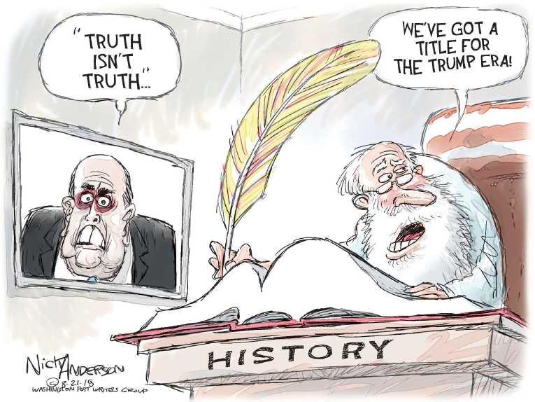 Political/Editorial Cartoon by Nick Anderson, Houston Chronicle on Giuliani Makes Extraordinary Claim
