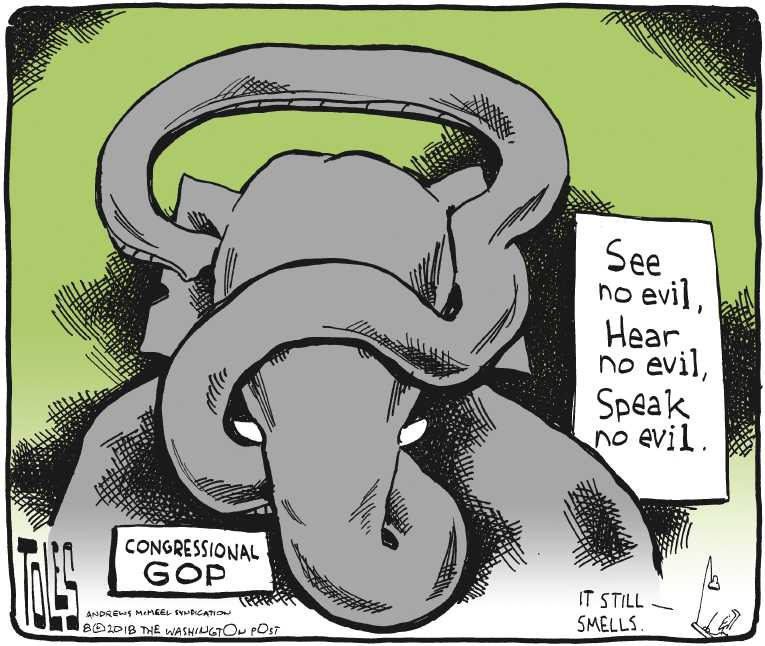 Political/Editorial Cartoon by Tom Toles, Washington Post on GOP Supports President