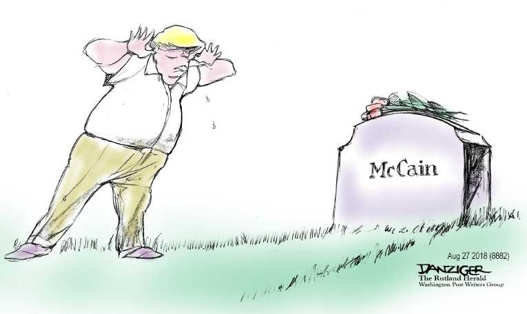 Political/Editorial Cartoon by Jeff Danziger on McCain Dead at 81