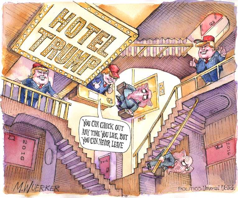 Political/Editorial Cartoon by Matt Wuerker, Politico on Trump Proud of Accomplishments