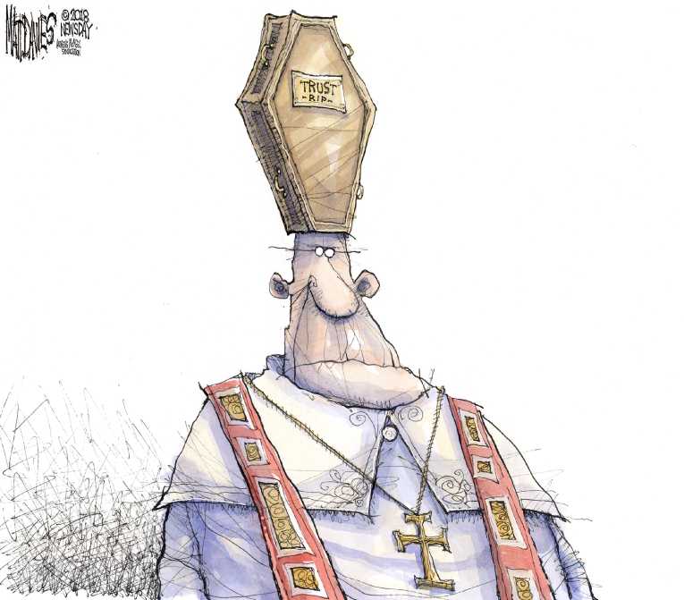 Political/Editorial Cartoon by Matt Davies, Journal News on Catholic Church Reeling