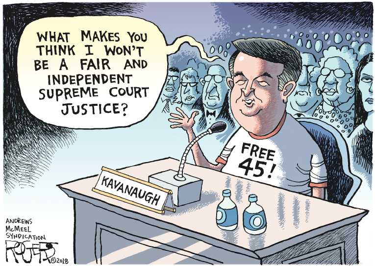 Political/Editorial Cartoon by Rob Rogers on Senate Hearings Begin