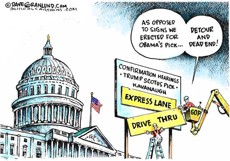 Political/Editorial Cartoon by Dave Granlund on Senate Hearings Begin