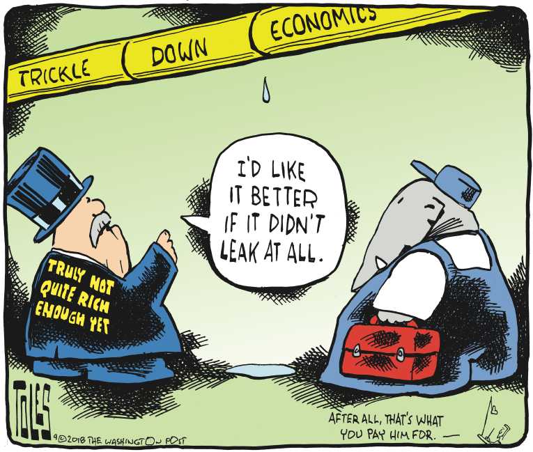 Political/Editorial Cartoon by Tom Toles, Washington Post on Wages Flat