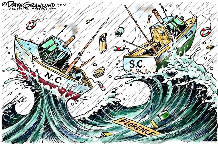 Political/Editorial Cartoon by Dave Granlund on Historic Hurricane to Hit Carolinas