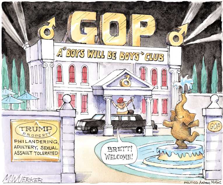 Political/Editorial Cartoon by Matt Wuerker, Politico on Kavanaugh Accused of Sexual Assault