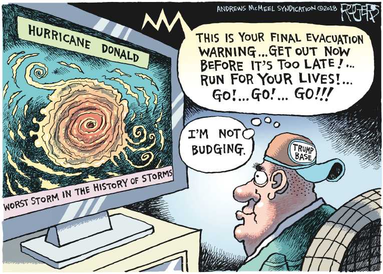 Political/Editorial Cartoon by Rob Rogers on Trump Base Holding Firm