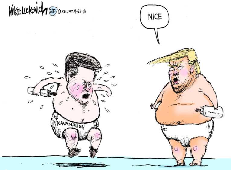 Political/Editorial Cartoon by Mike Luckovich, Atlanta Journal-Constitution on Trump Praises Nominee’s Performance