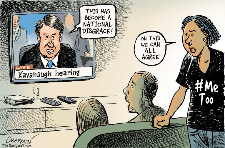 Political/Editorial Cartoon by Patrick Chappatte, International Herald Tribune on Kavanaugh Alleges Conspiracy
